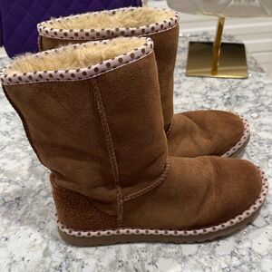 UGG Brown Boots with Polka Dot Trim